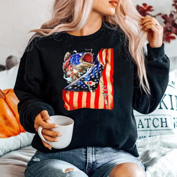 Fishing Fish American Flag Sweater