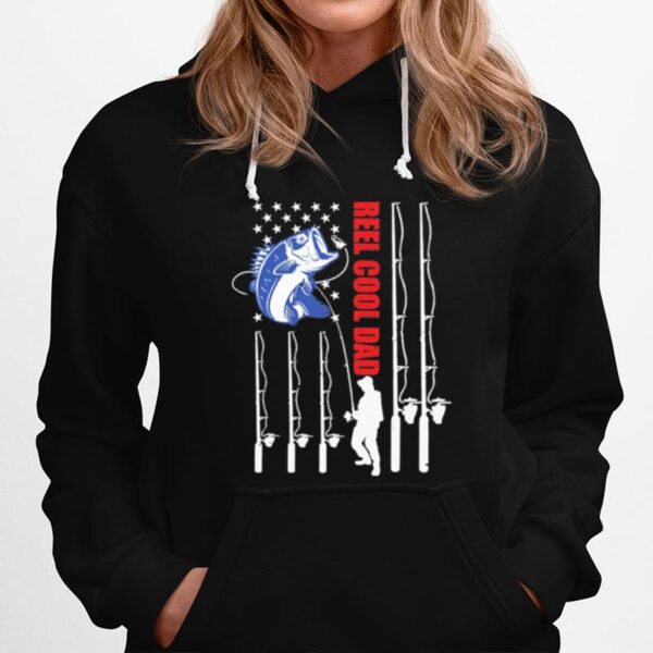 Fishing Reel Cool Dad Ameican Flag Hoodie