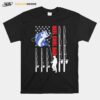 Fishing Reel Cool Dad Ameican Flag T-Shirt