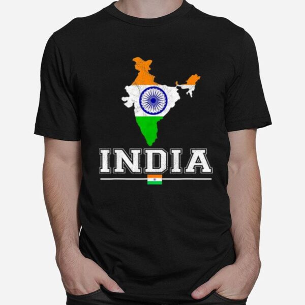 Flag Souvenir Indian Map Distressed India T-Shirt