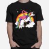 Flamingo Bird Riding Unicorn Magical Rainbow T-Shirt