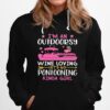 Flamingo Boating Im An Outdoorsy Wine Loving Lets Go Pontooning Kinda Girl Hoodie