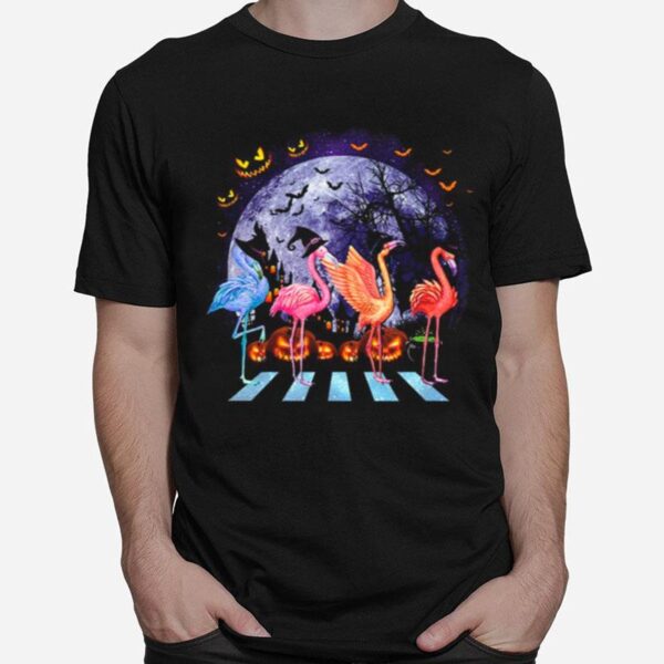 Flamingo Colorful Abbey Road Happy Halloween T-Shirt