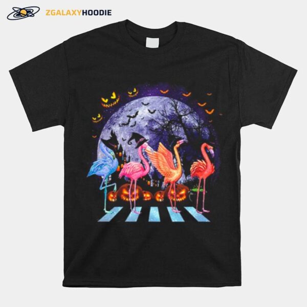 Flamingo Colorful Abbey Road Happy Halloween T-Shirt