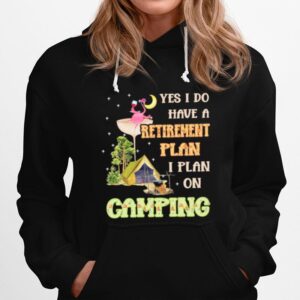 Flamingo Drink Wine Yes I Do Have A Retirement Plan I Plan On Camping Hoodie