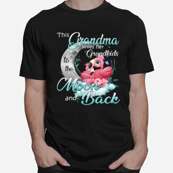 Flamingo This Grandma Loves Her Grandkids To The Moon And Back T-Shirt