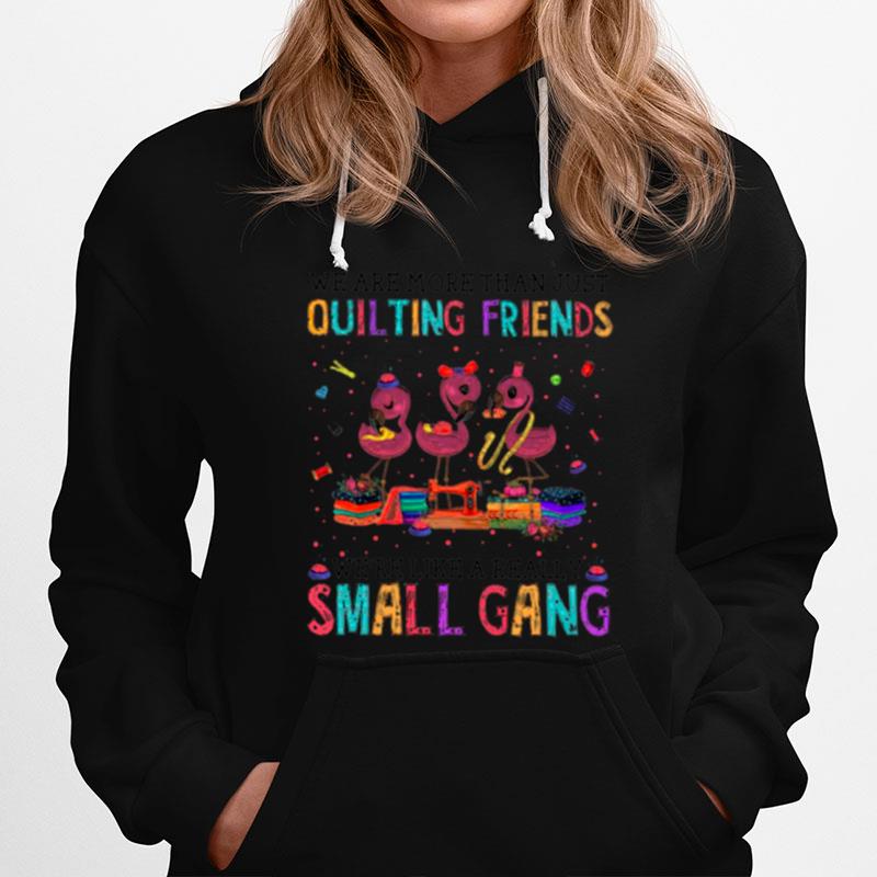Flamingo We Are More Than Just Quilting Friends Were Like A Really Small Gang Hoodie