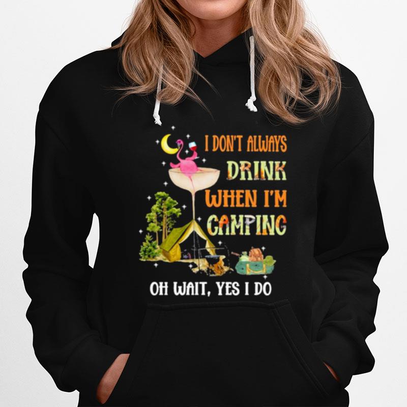 Flamingo Wine I Dont Always Drink When Im Camping Hoodie