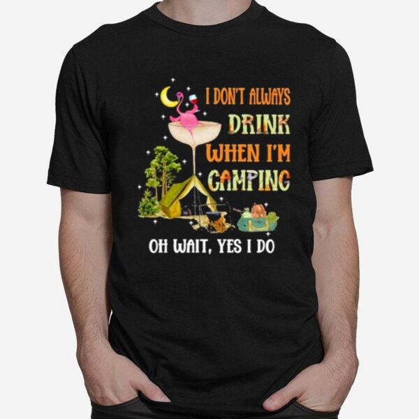 Flamingo Wine I Dont Always Drink When Im Camping T-Shirt