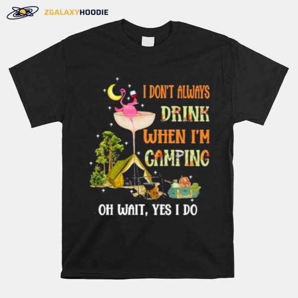 Flamingo Wine I Dont Always Drink When Im Camping T-Shirt