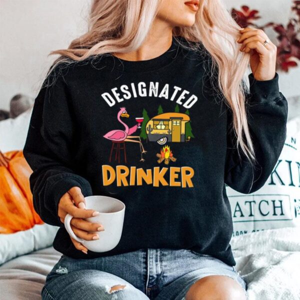 Flamingos Camping Wine Designated Drinker Sweater