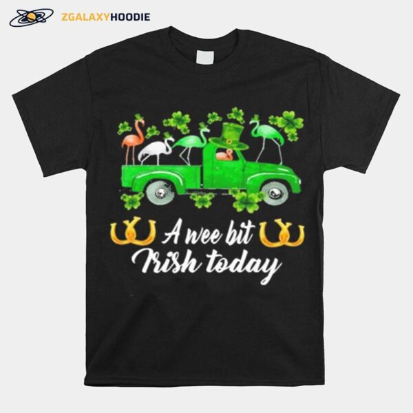 Flamingos Car St Patricks Day A Wee Bit Irish Today T-Shirt