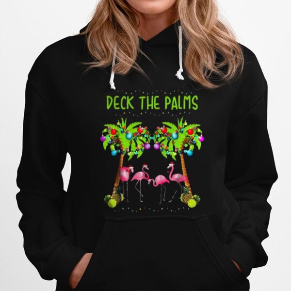 Flamingos Deck The Palms Christmas Hoodie