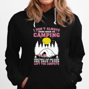 Flamingos I Dont Always Drink When Im Camping Sometimes I Eat And Sleep Hoodie