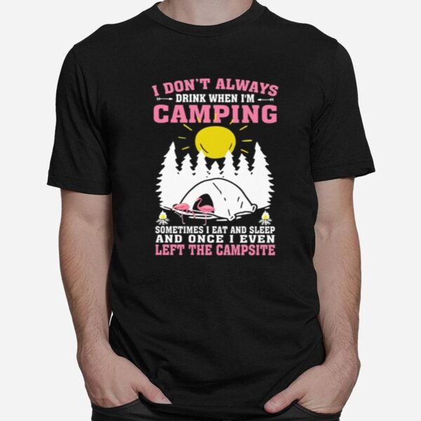 Flamingos I Dont Always Drink When Im Camping Sometimes I Eat And Sleep T-Shirt