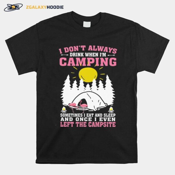 Flamingos I Dont Always Drink When Im Camping Sometimes I Eat And Sleep T-Shirt