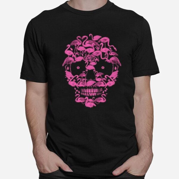 Flamingos Skull Halloween T-Shirt