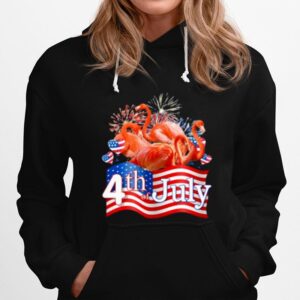 Flamingos We Love America Too Happy 4Th Of July American Flag Hoodie