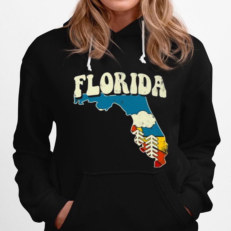 Florida Vintage State Rainbow Hippie Retro 70S Map Hoodie
