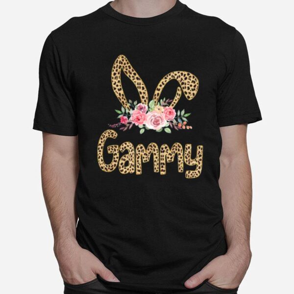 Flower Grammy Leopard Bunny T-Shirt