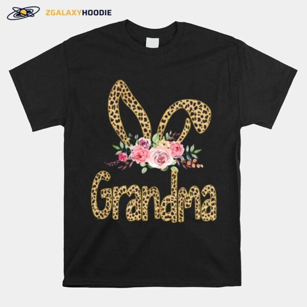 Flower Grandma Leopard Bunny T-Shirt