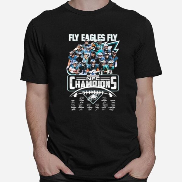 Fly Eagles Fly 2022 2023 Nfc Champions Philadelphia Eagles Team Signatures T-Shirt