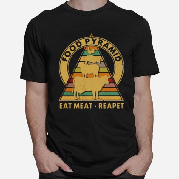 Food Pyramid Eat Meat Reapet Vintage T-Shirt