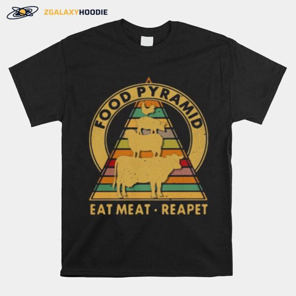 Food Pyramid Eat Meat Reapet Vintage T-Shirt