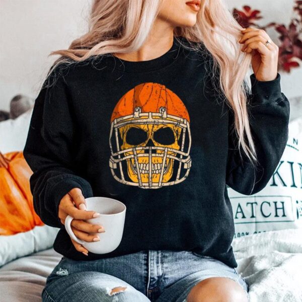 Football Player Skull Trick Or Treat Halloween Sweater