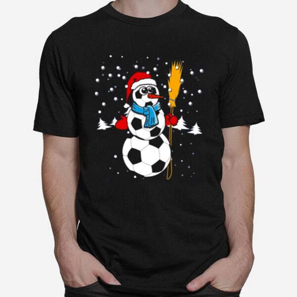 Football Soccer Football Snowman Christmas T-Shirt