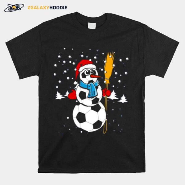 Football Soccer Football Snowman Christmas T-Shirt