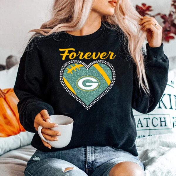 Forever Green Bay Packers Heart Diamond Sweater