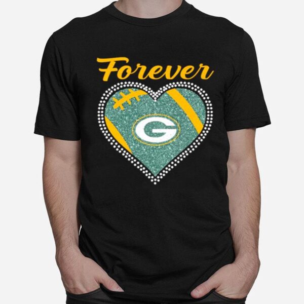 Forever Green Bay Packers Heart Diamond T-Shirt