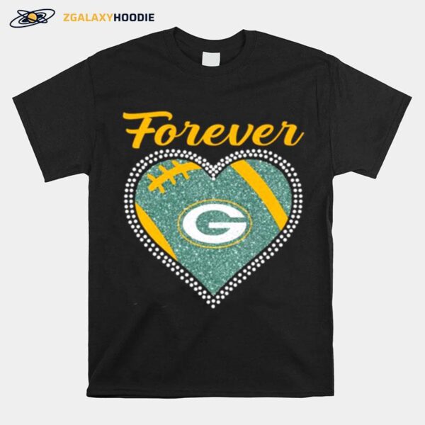 Forever Green Bay Packers Heart Diamond T-Shirt