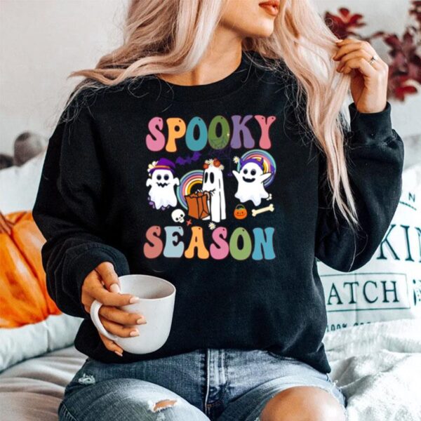 Groovy Ghost Spooky Season Halloween Sweater
