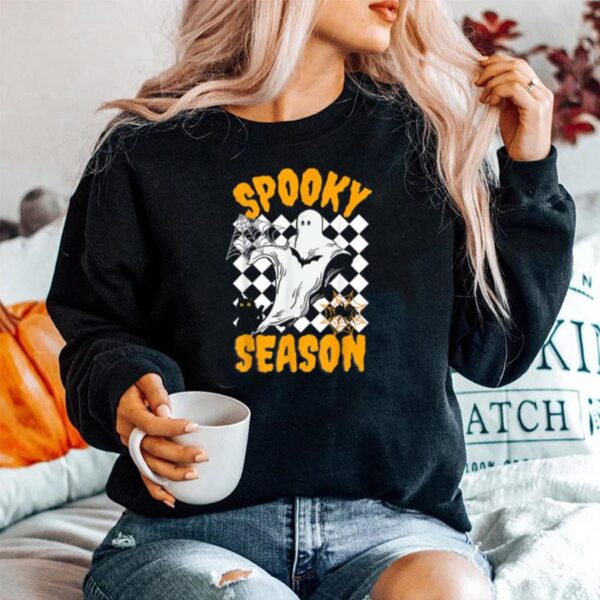 Groovy Ghost Spooky Season Happy Halloween Sweater