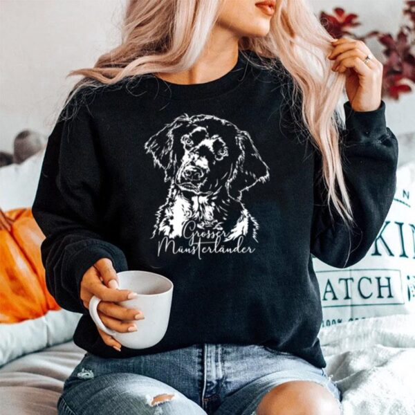 Groser Munsterlander Hund Hunderasse Hundeportrait Langarmshirt Sweater