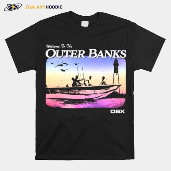 Group Shot Boat Search Silhouette Welcome To Outer Banks Copy T-Shirt