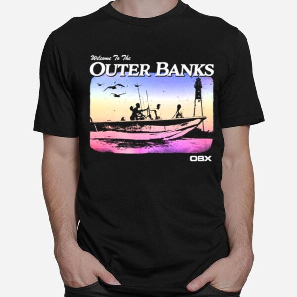 Group Shot Boat Search Silhouette Welcome To Outer Banks T-Shirt