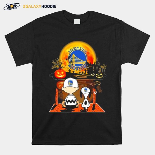 Gsw Snoopy And Charlie Brown Pumpkin Halloween Moon T-Shirt