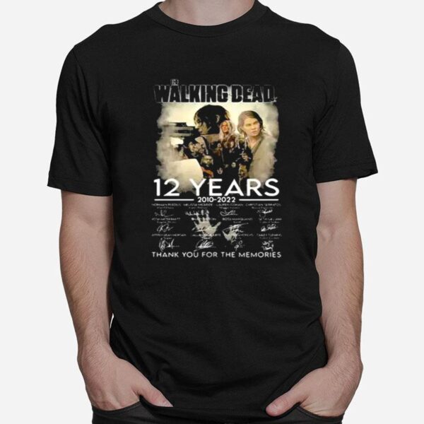 Gtafashionshop 12 Years 2010 2022 The Walking Dead Signatures Thank You For The Memories T-Shirt