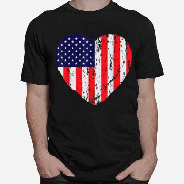 Heart American Patriotic Armed Forces Usa Flag Memorial Day T B09Zpc86X1 T-Shirt