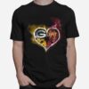 Heart Green Bay Packers And Iowa State Cyclones T-Shirt