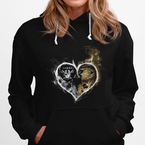 Heart Las Vegas Raiders And Annaheim Ducks Hoodie