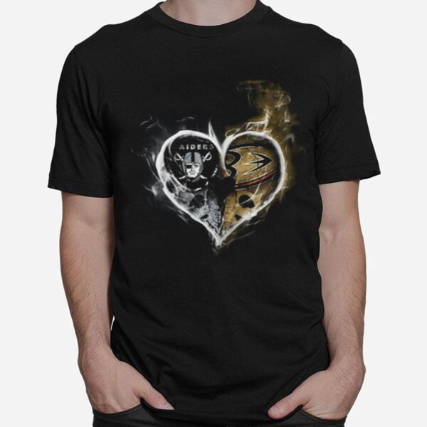 Heart Las Vegas Raiders And Annaheim Ducks T-Shirt