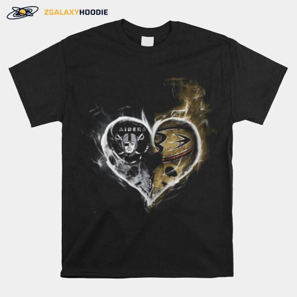 Heart Las Vegas Raiders And Annaheim Ducks T-Shirt