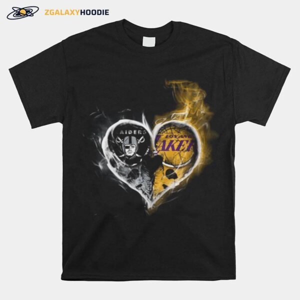 Heart Las Vegas Raiders And Los Angeles Lakers T-Shirt