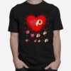 Heart Red Washington And Redskins Team Football T-Shirt