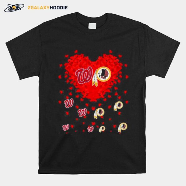 Heart Red Washington And Redskins Team Football T-Shirt