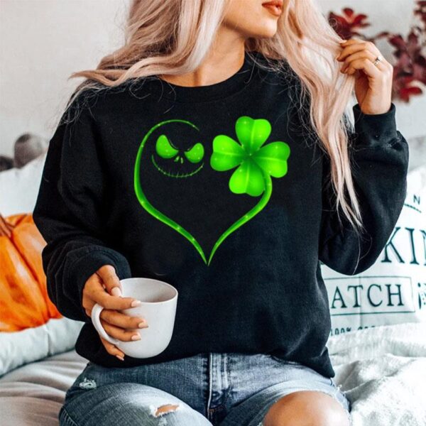 Heart Shamrock And Jack Skeleton Happy St Patricks Day Sweater